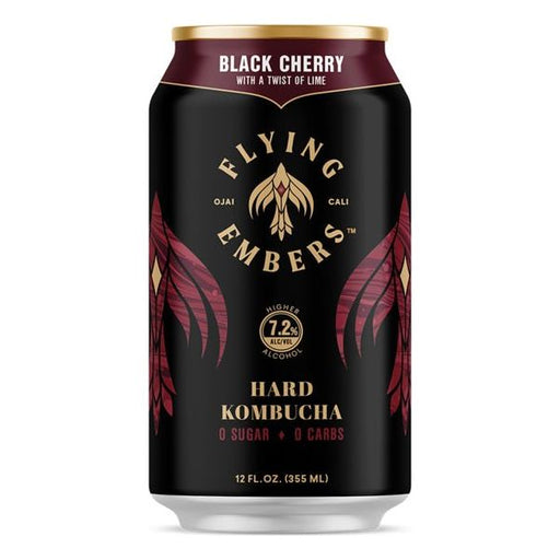 Flying Embers Black Cherry Hard Kombucha - 6x 12oz Cans - Newport Wine & Spirits