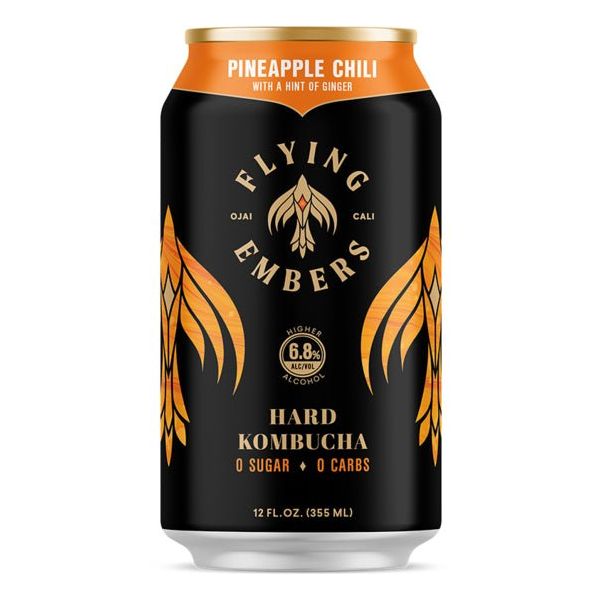 Flying Embers Pineapple Chili Hard Kombucha -6x 12oz Cans - Newport Wine & Spirits