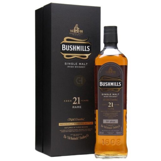 Bushmills Single Malt Irish Whiskey 21yrs Rare Triple Distilled Irish Whiskey