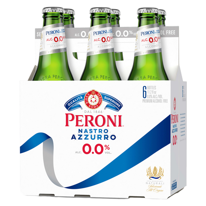 Peroni 0.0 Non Alcoholic Beer, 6 Pack, 11.2 fl oz Bottles