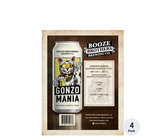 Booze Bros Gonzo Mania 4 16 oz cans
