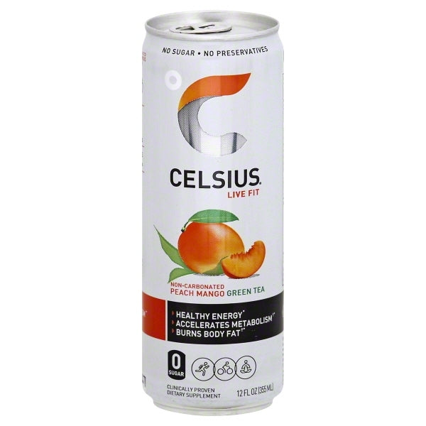 CELSIUS Peach Mango Green Tea 12 Oz. Can