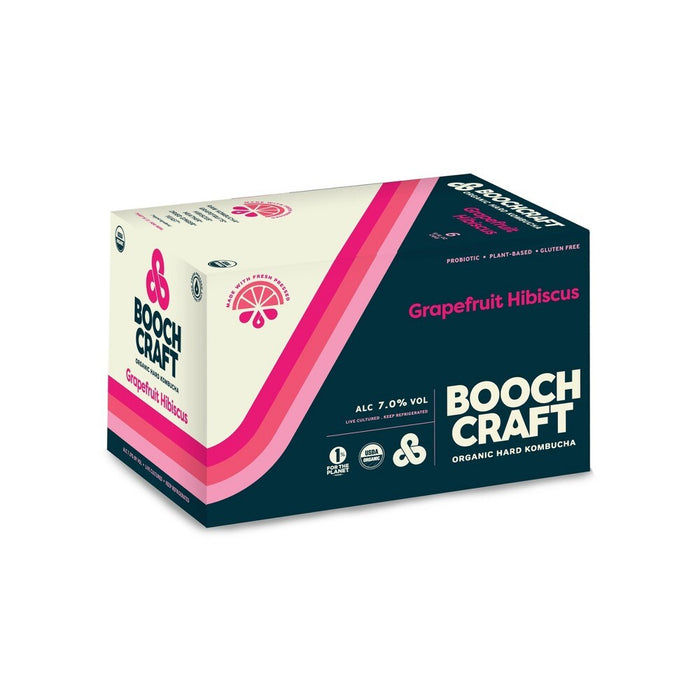Boochcraft Organic Hard Kombucha Grapefruit Hibiscus 6 Pack