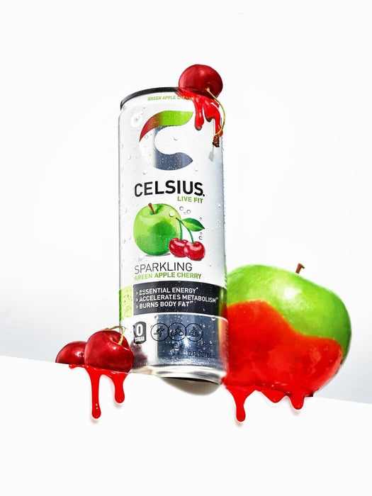 CELSIUS Sparkling Green Apple Cherry  Functional Essential Energy Drink 12 Fl Oz Single Can