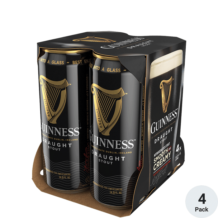 Guinness Beer, Draught Stout - 4 pack, 14.9 fl oz cans